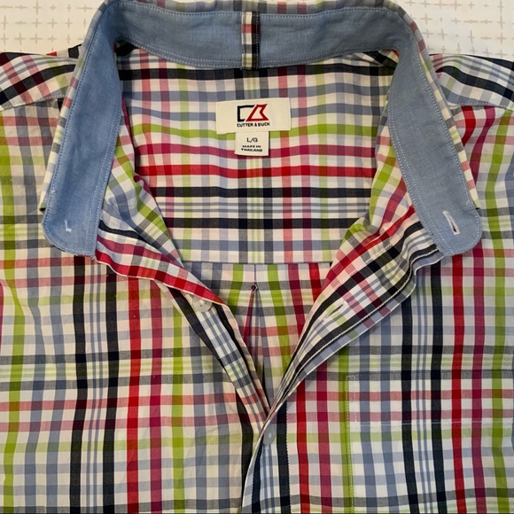 Cutter & Buck Men’s Cotton Shirt Plaid Long Sleeves Button Down Size L - Picture 4 of 5